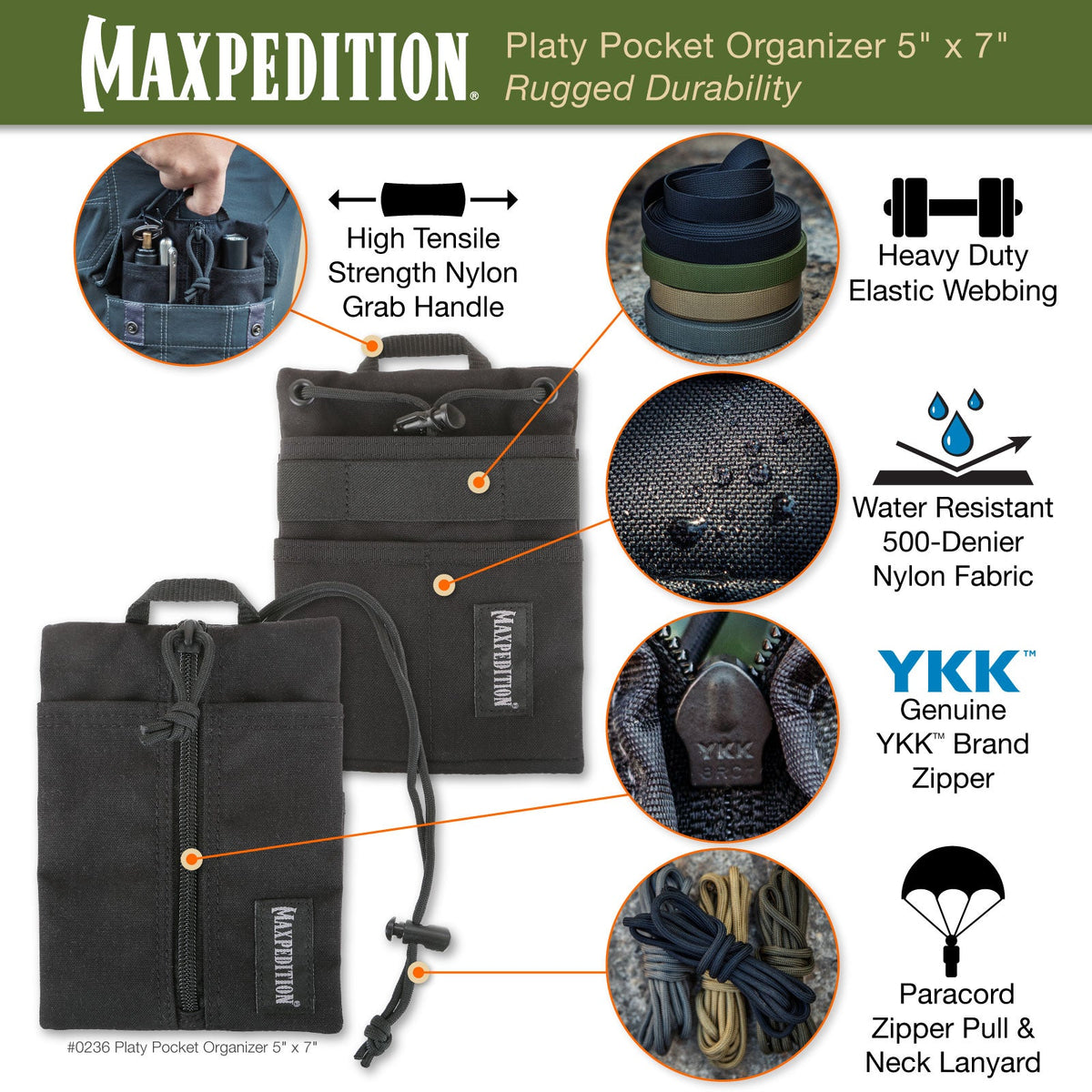 Maxpedition Platy Black Pocket Organiser 5" x 7"