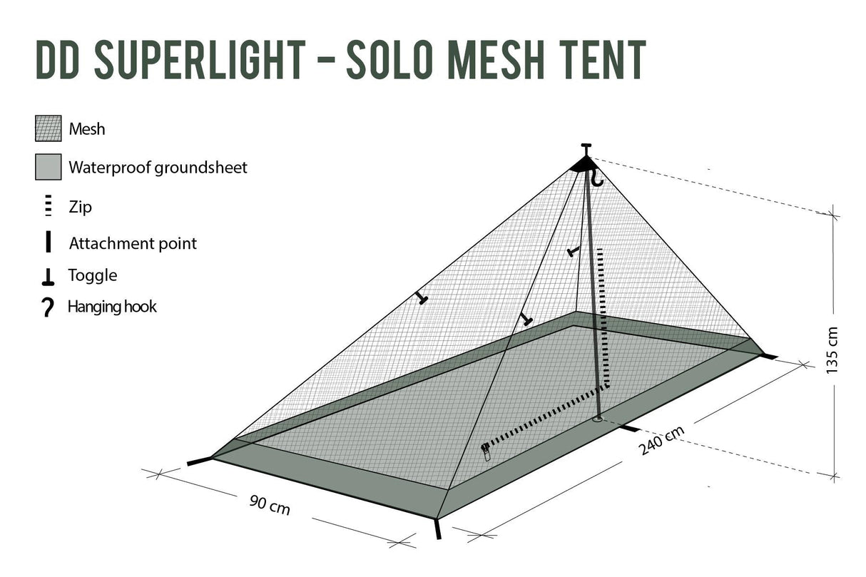 DD Hammocks SuperLight - Solo Mesh Tent
