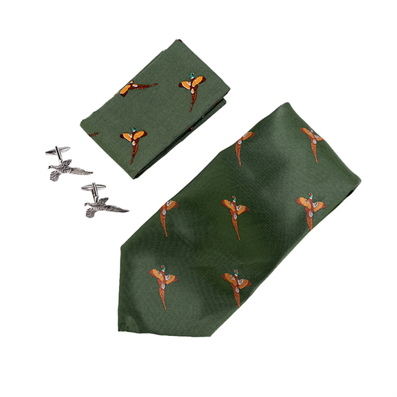 Jack Pyke Tie Hanky And Cufflinks Gift Set - Pheasant