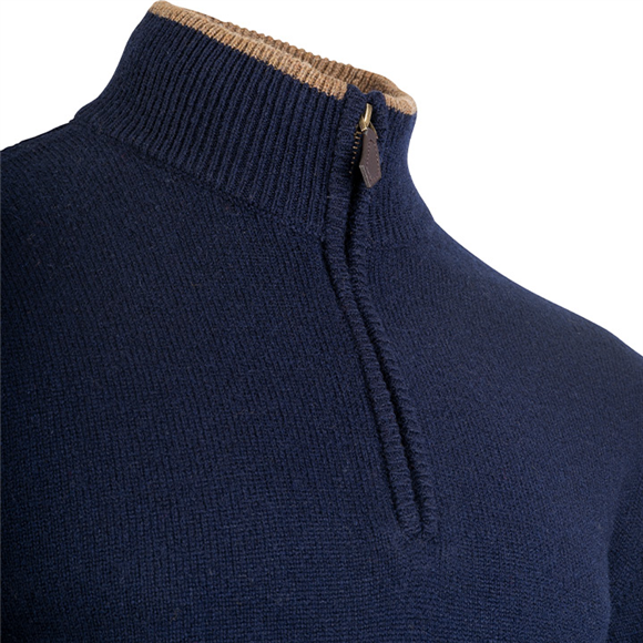 Jack Pyke Ashcombe 100% Lambswool Zipknit Pullover - Navy