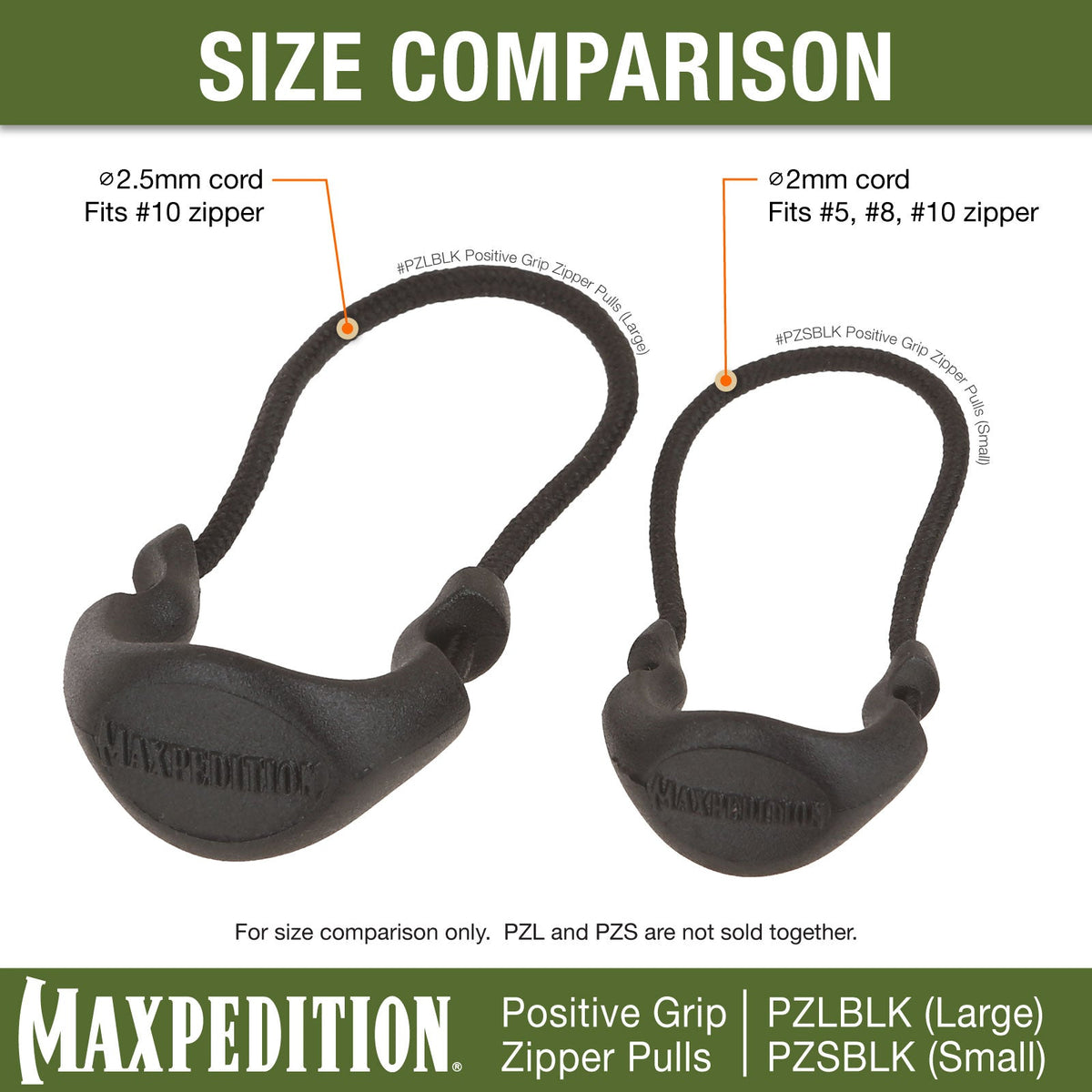 Maxpedition Large EMS PZL Positive Red Zipper Pulls Pack of 6