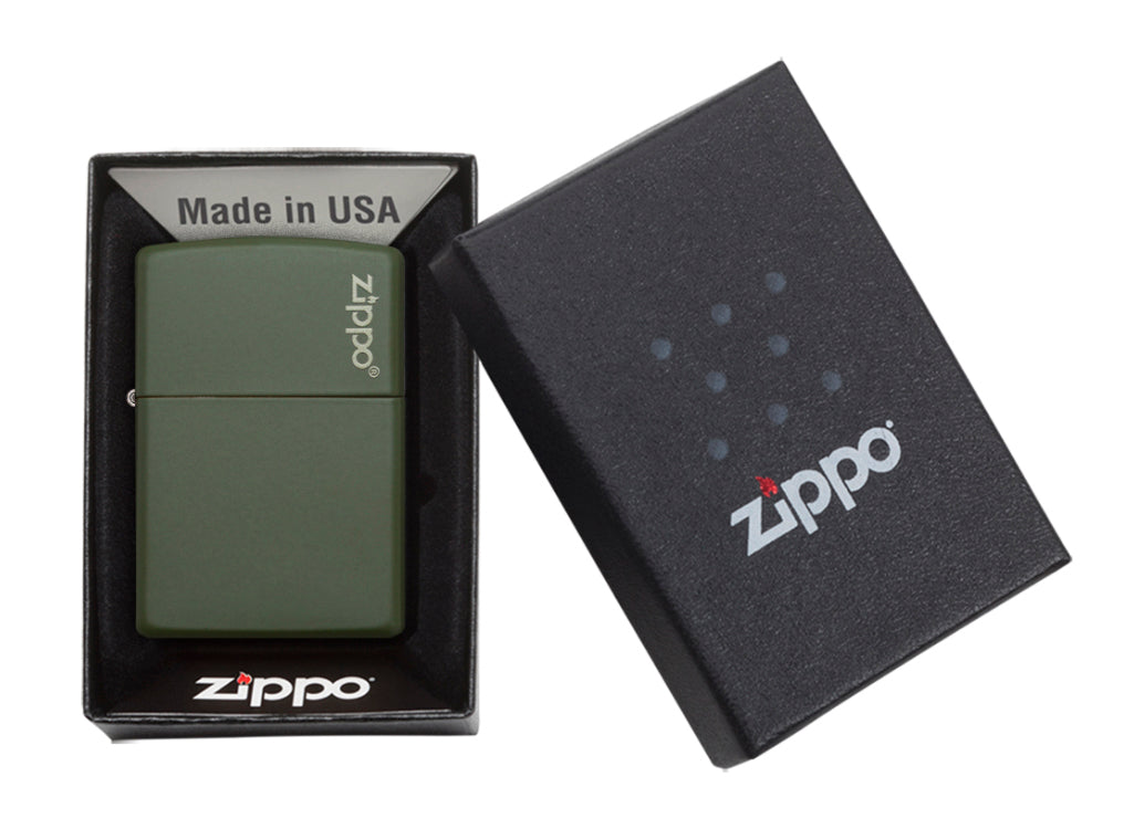 Zippo Classic Green Matte Lighter with Zippo Logo