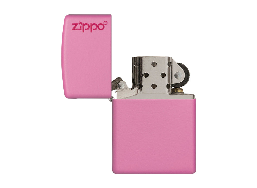 Zippo Classic Pink Matte Lighter with Zippo Logo