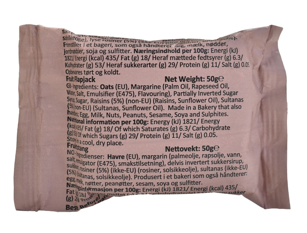 British Military Ration Pack Accessory - Fruit Flapjack 50g
