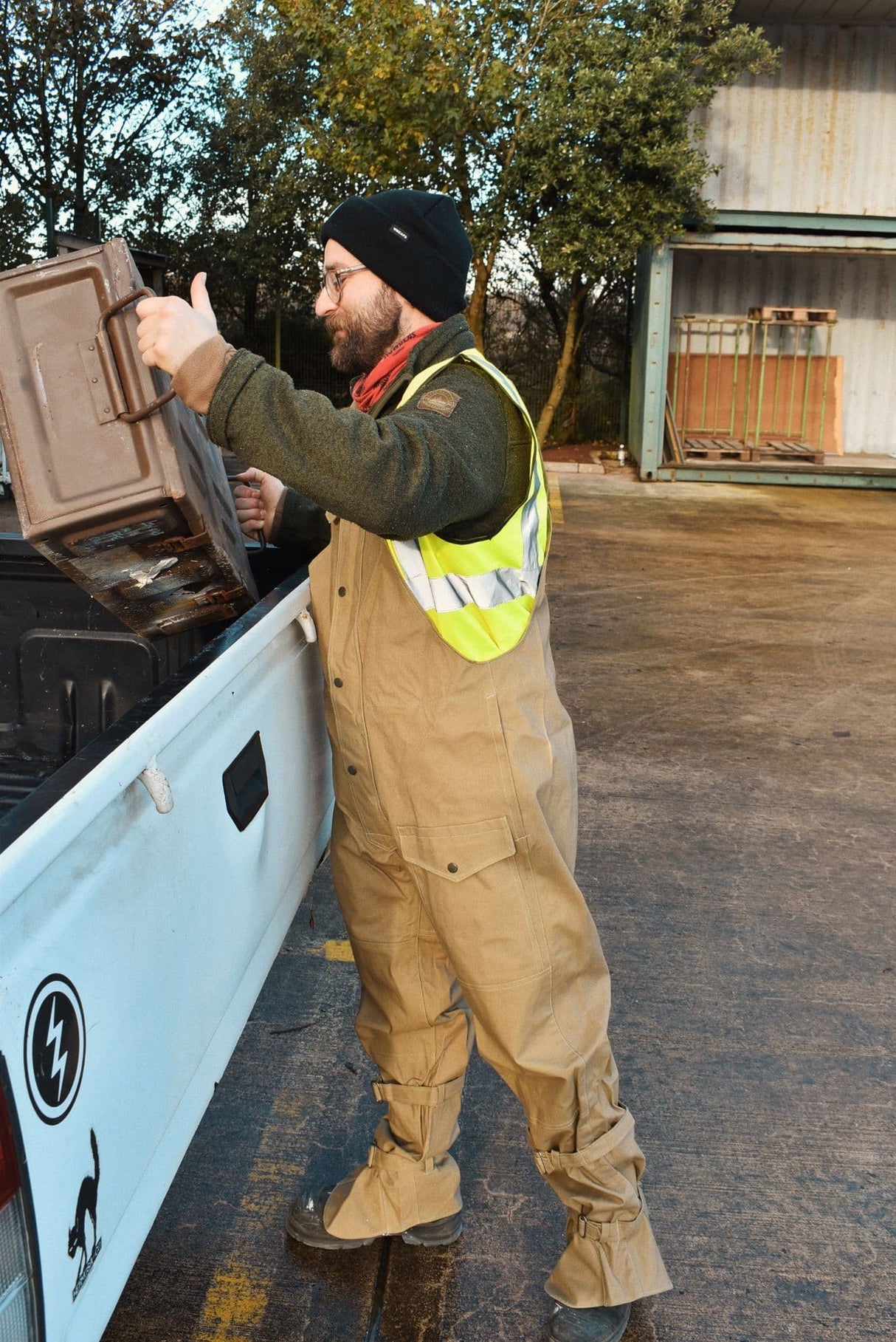 Czech Military Tan Waxed Bib & Brace Cotton Trousers