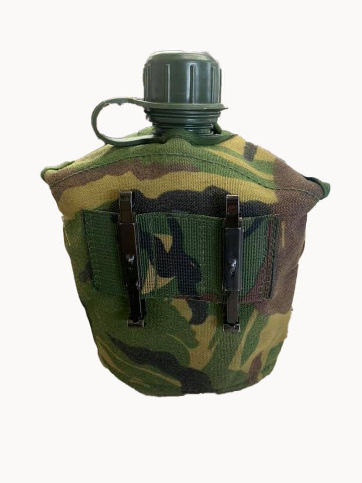 Dutch Military 1L Olive Flask & Camo Bottle Pouch