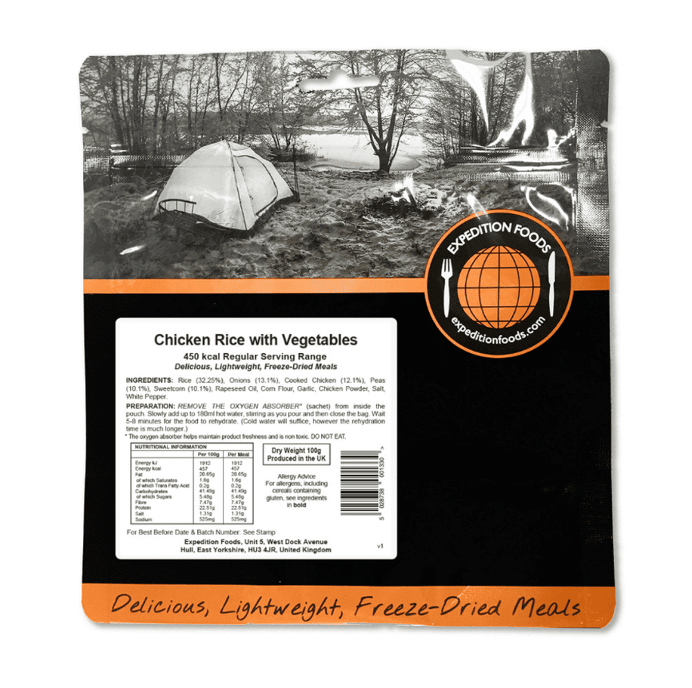 Expedition Foods Freeze Dried Meal Pouch - Chicken Rice With Vegetables - Various Sizes