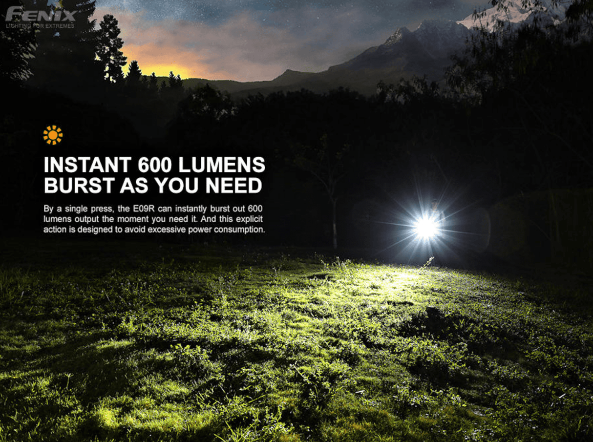 Fenix E09R 600 Lumen Rechargeable Mini Flashlight