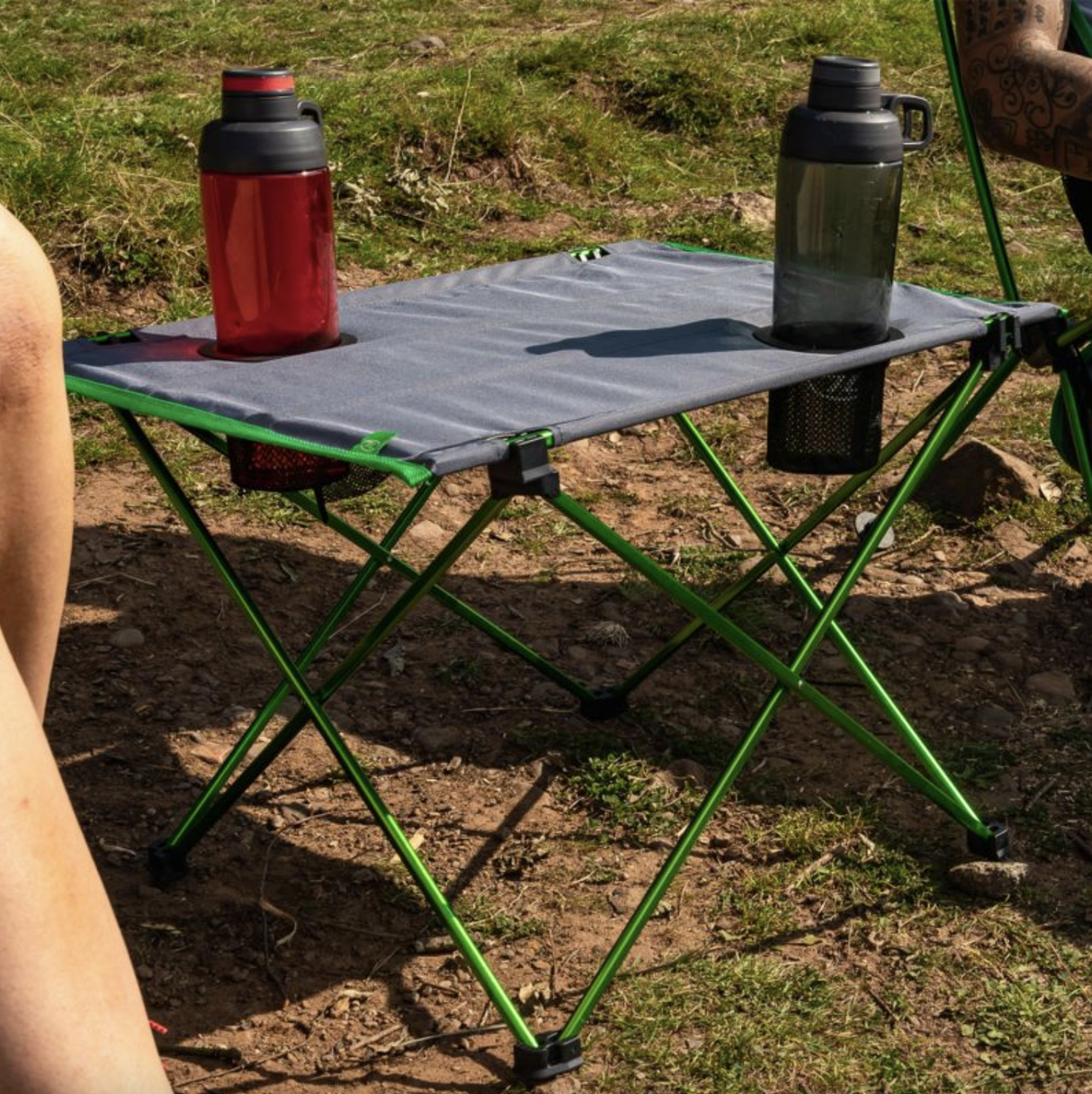 Highlander Ayr Folding Camping Table - Green and Grey