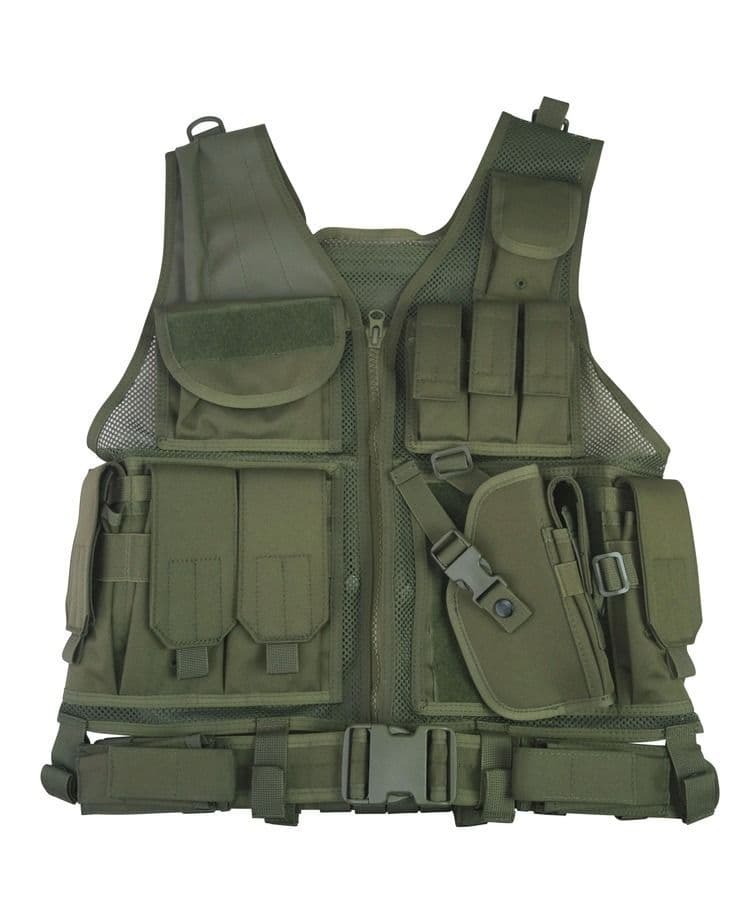 Kombat UK Cross Draw Tactical Vest - Olive