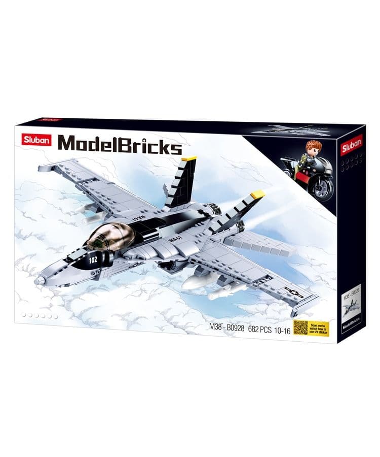 Kombat UK Sluban Fighter Aircraft F18 Building Block Set - B0928