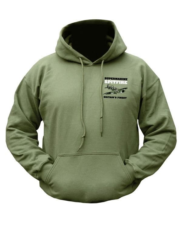 Kombat UK Spitfire Graphic Crew Sweatshirt in Olive Green