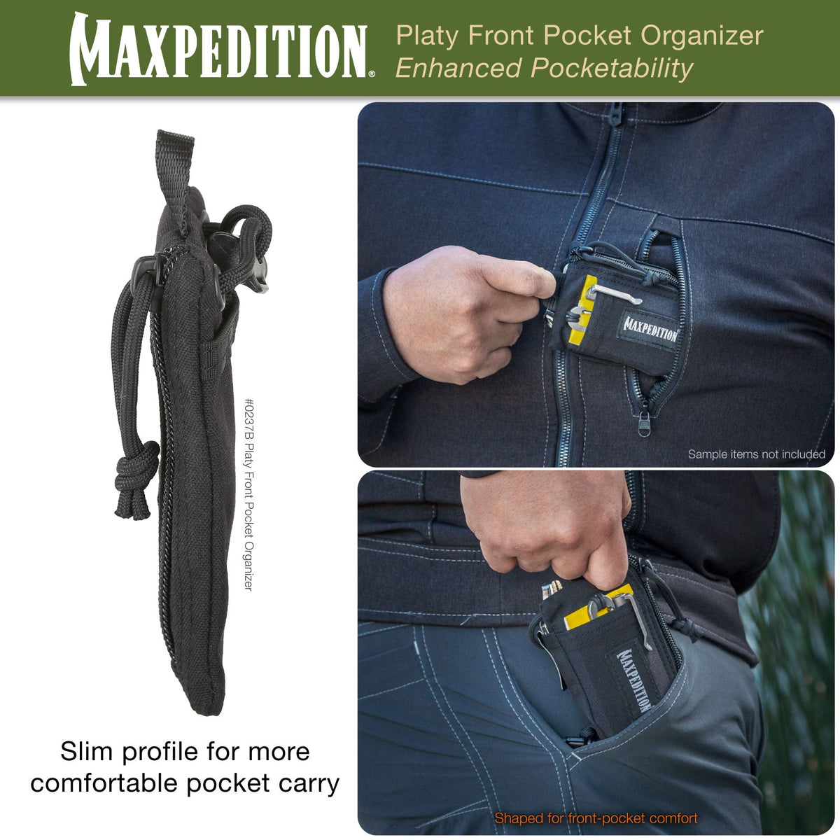 Maxpedition Platy Black Front Pocket Organiser
