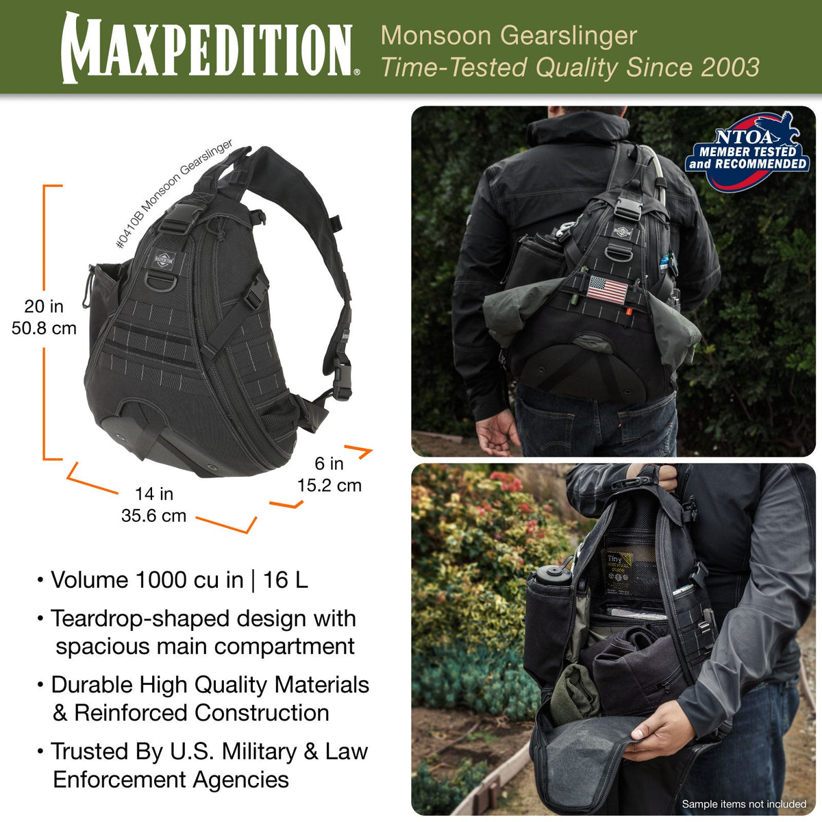 Maxpedition Monsoon Black Gearslinger 16L