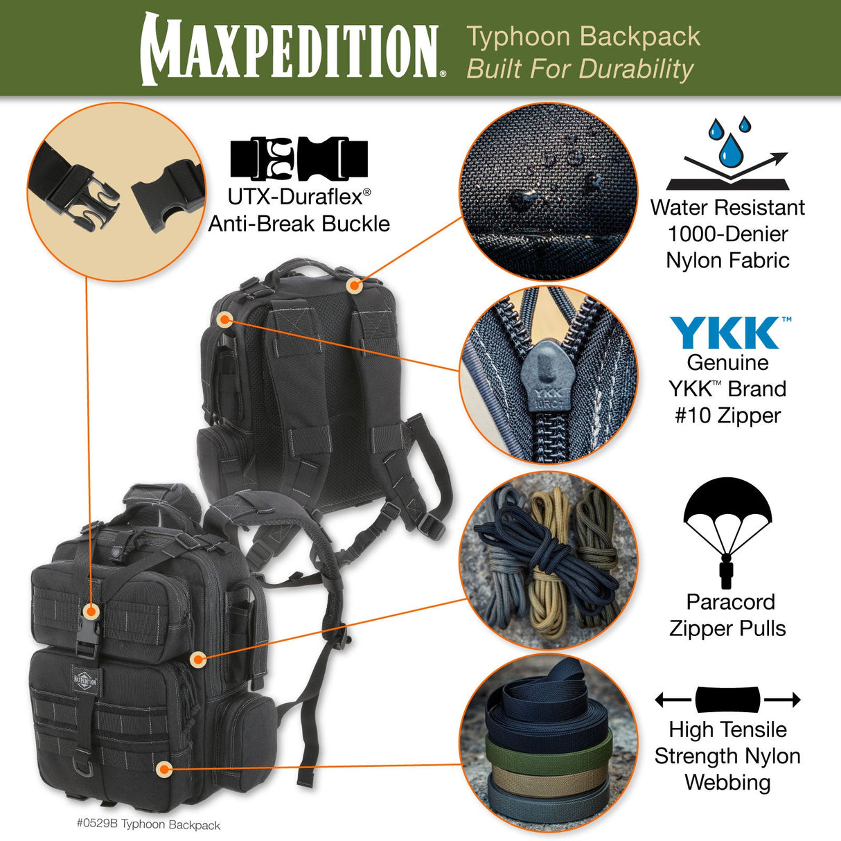 Maxpedition Typhoon Black Backpack 13L