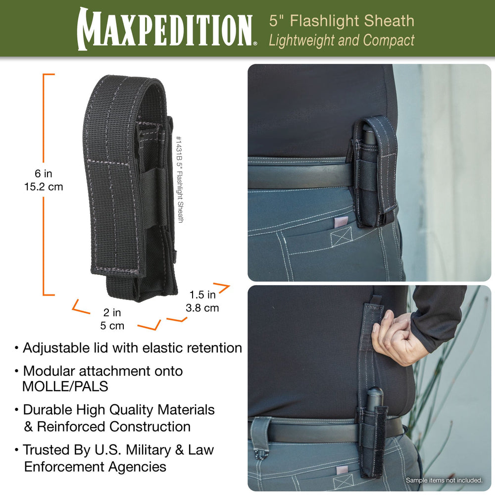Maxpedition 5" Black Flashlight Sheath
