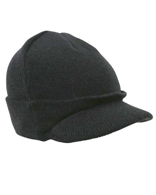 Kombat UK Peaked Beanie (WWII Style) - Black