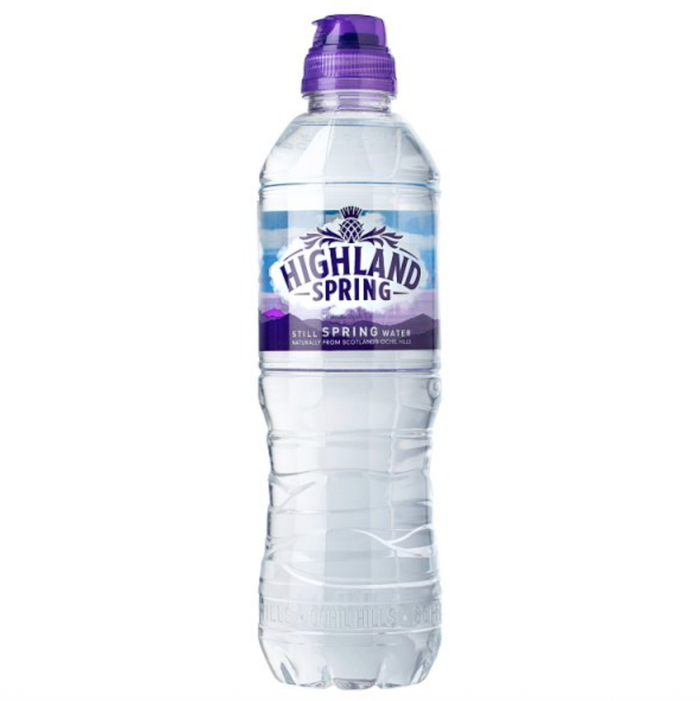 Case of 24 Highland Spring Still Spring Water Sports Cap 500ml