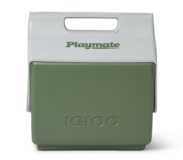 Green and gray cooler with 'Playmate' and 'Igloo' branding on a white background