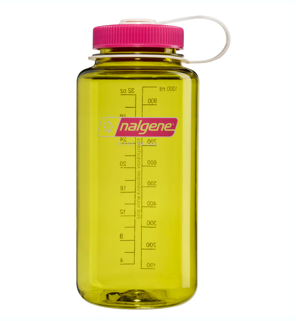 Nalgene 32oz / 1L Tritan Sustain Wide Mouth Bottle Endive - Fuchsia Purple Cap