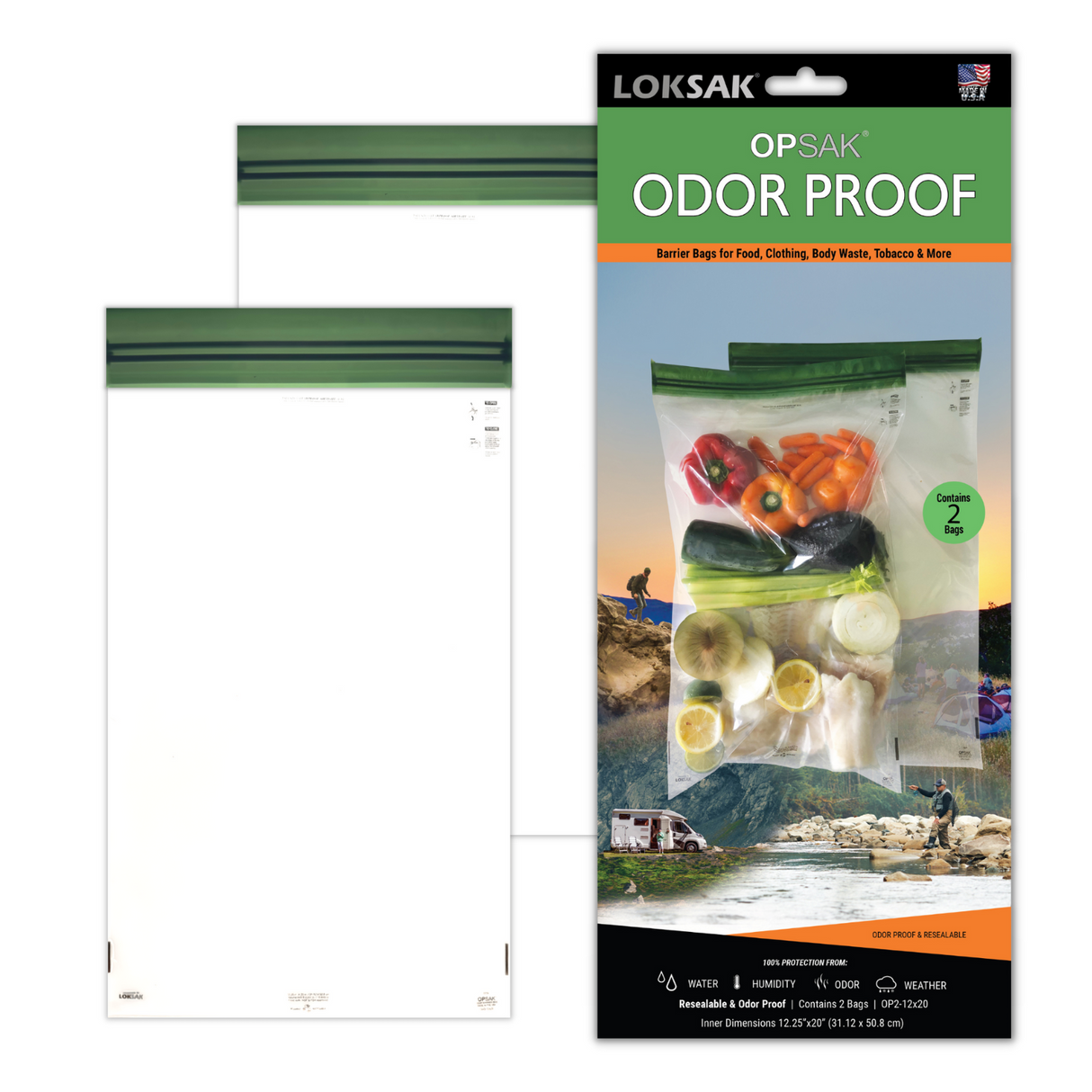 Loksak Opsak 12x20 Inch Storage Bag - 2 Pack