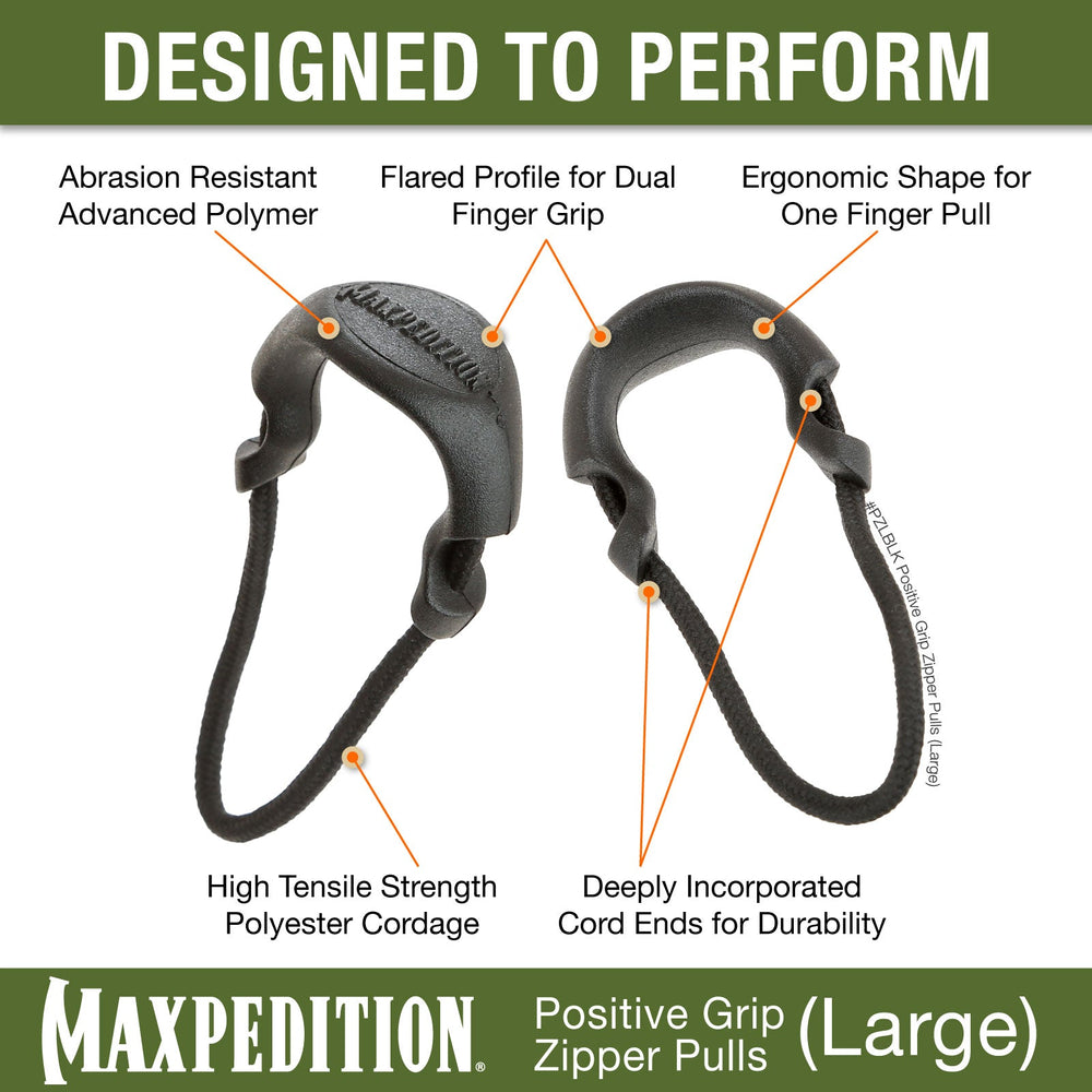 Maxpedition Large Grey  PZL Positive Zipper Pulls Pack of 6