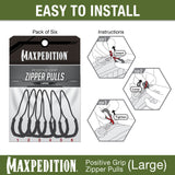 Maxpedition Large Tan PZL Positive Zipper Pulls Pack of 6