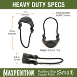Maxpedition Small Tan PZL Positive Grip Zipper Pulls Pack of 6
