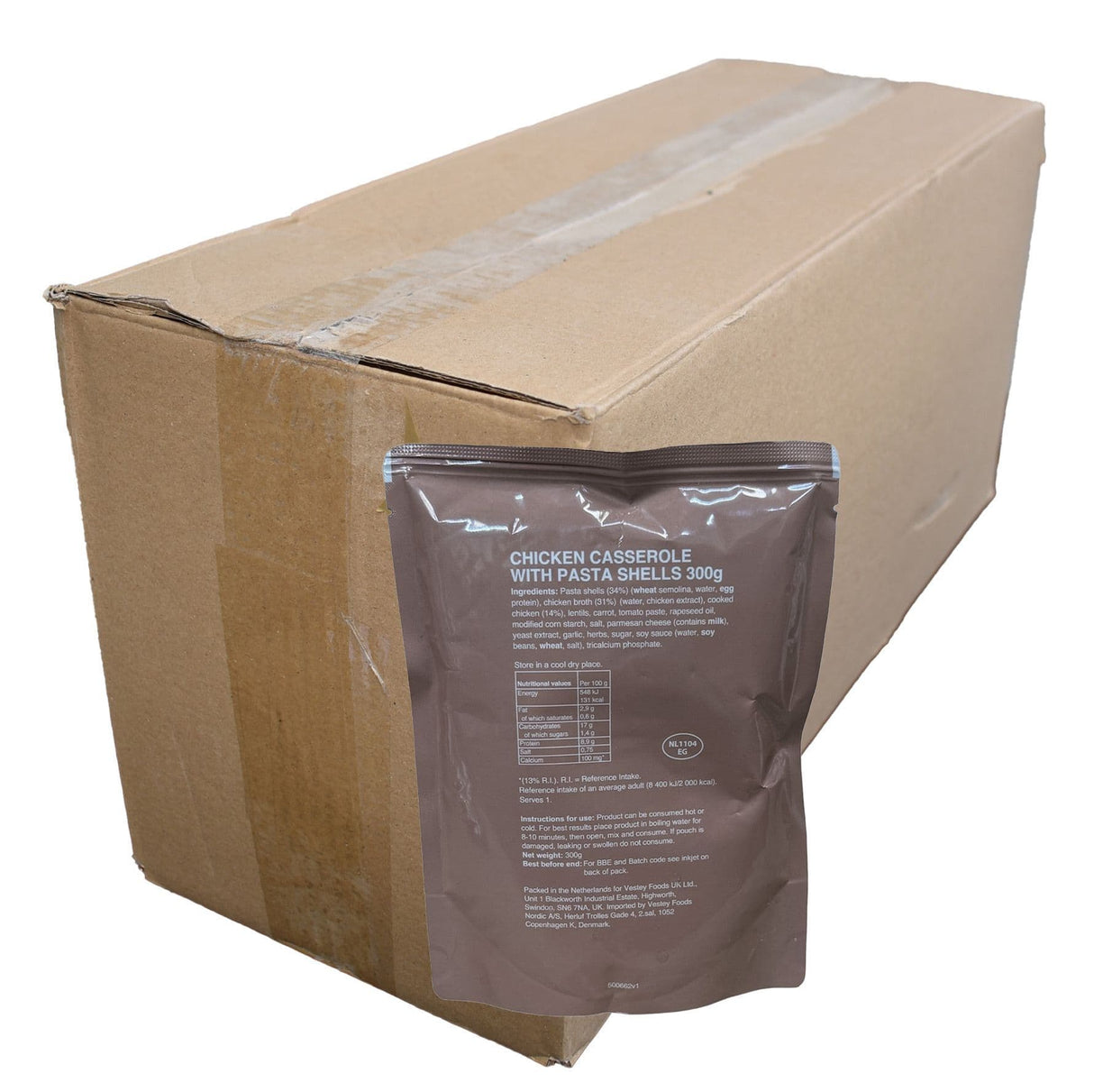 BULK BUY - British Military Ration Main Meal Pouch - Chicken Casserole With Pasta Shells 300g x 20