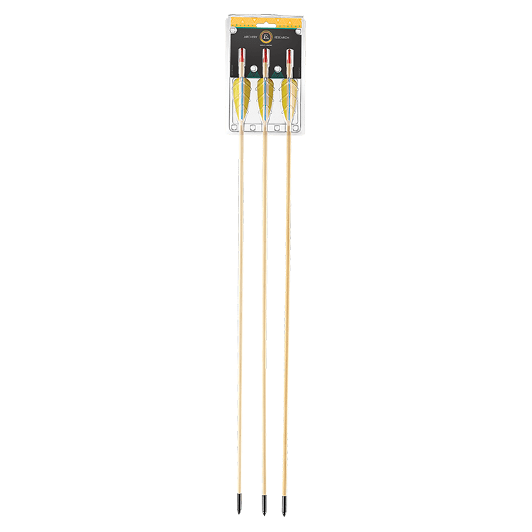 EK Archery Black Point Natural Wooden Feather Arrows 32" - Pack Of 3