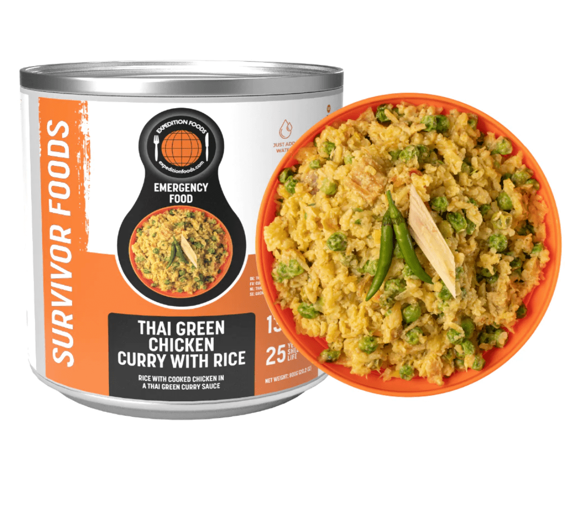 Expedition Foods Freeze Dried Meal Tin Thai Green Chicken Curry With Rice - 13 Servings