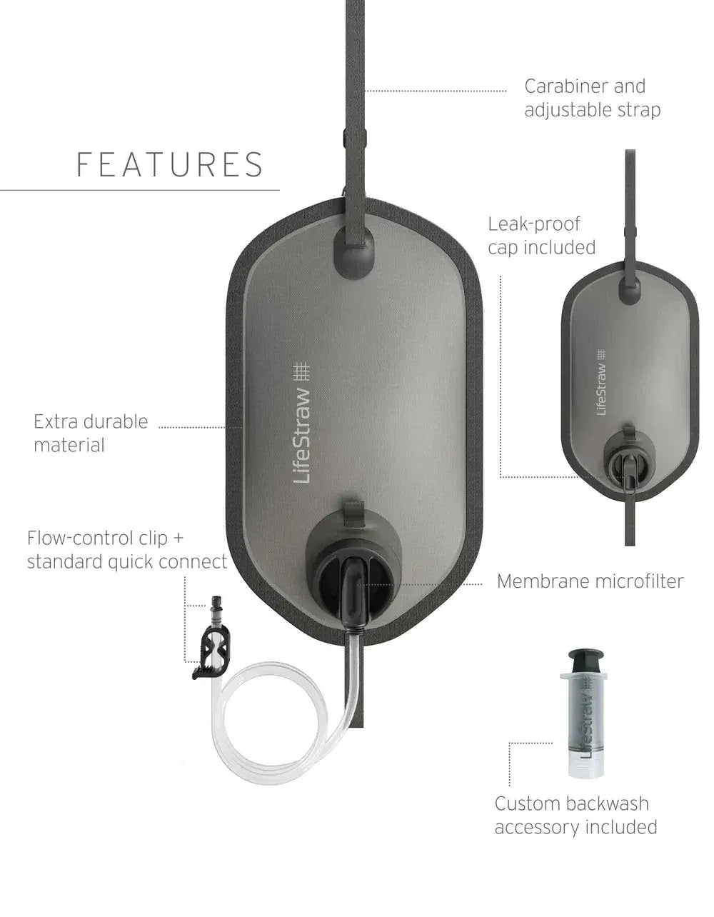 LifeStraw Peak Series 8L Gravity Filter System - Dark Grey