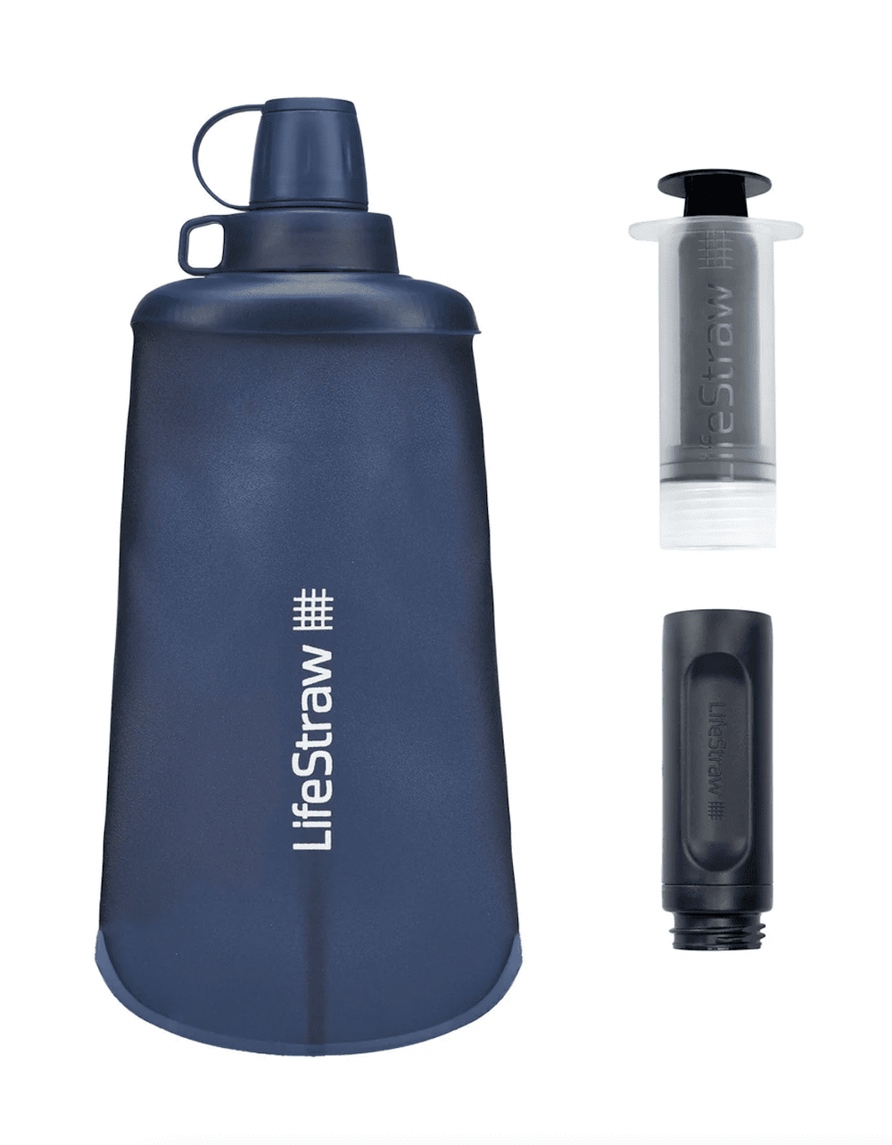 LifeStraw Peak Series Collapsible Squeeze 650ml Bottle With Filter - Dark Grey