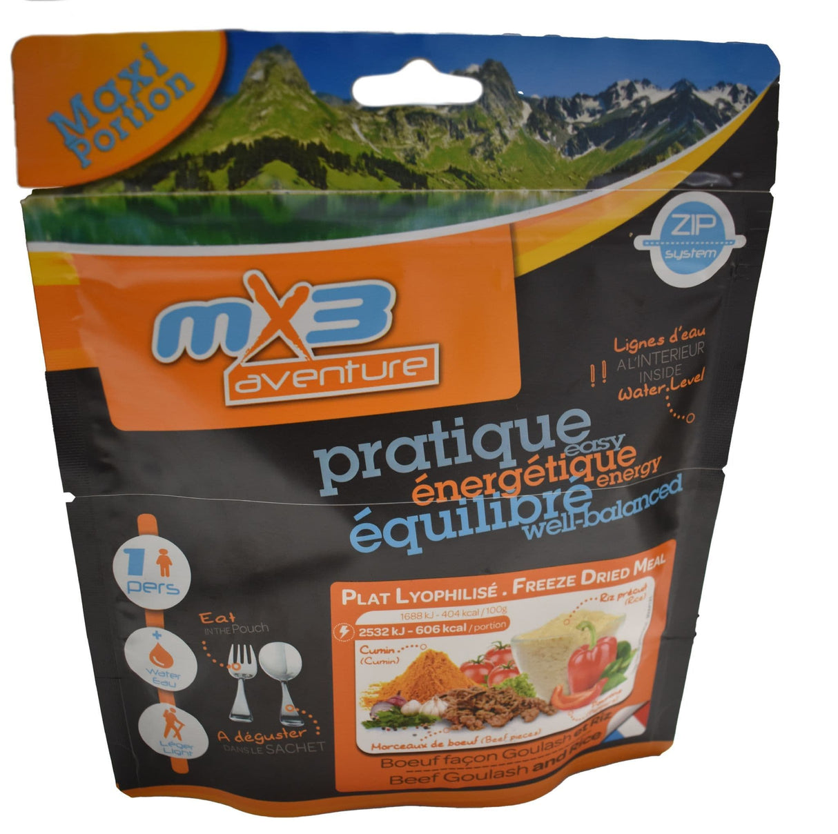 MX3 Freeze Dried MRE Ration Meal Pouch - Beef Goulash & Rice 150g