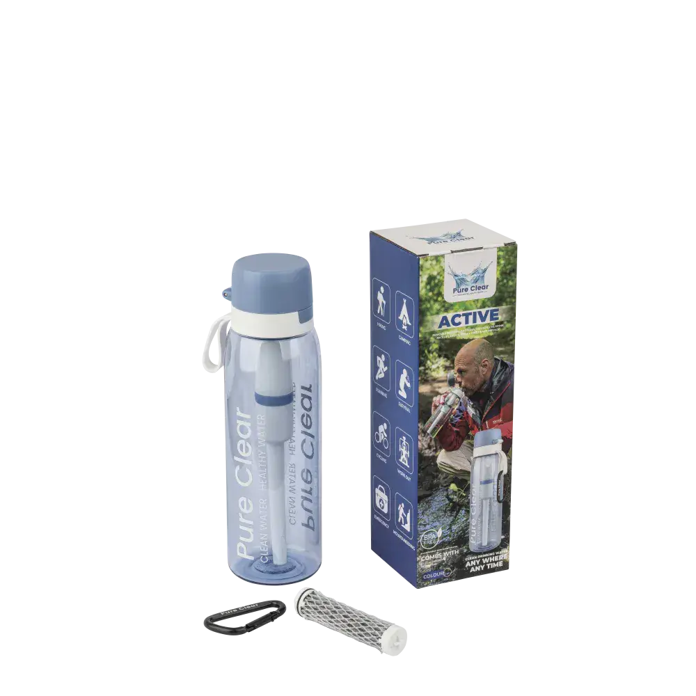 Pure Clear Active Water Filter Bottle - Blue