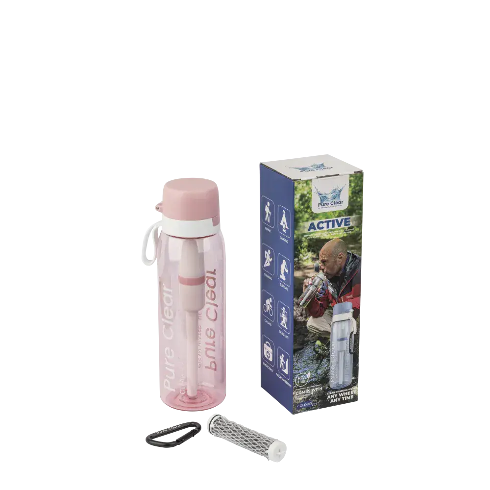 Pure Clear Active Water Filter Bottle - Pink